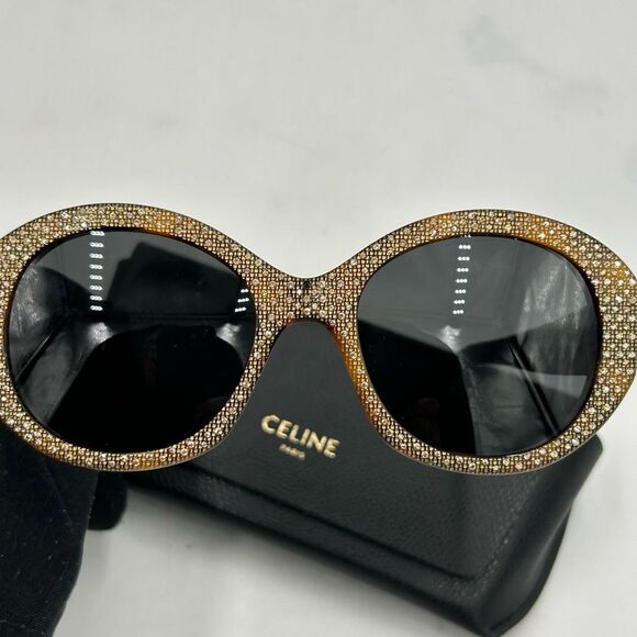 Women's Celine Havana brown crystal sunglasses made in Italy - Picture 7 of 8